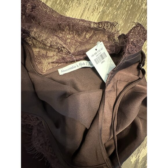 Abercrombie & Fitch Brown Satin Lace Cami Bodysuit NEW SMALL - Picture 8 of 10